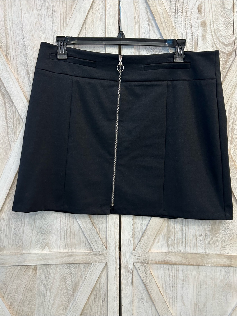 Candie's Black Front-Zip Mini Skirt